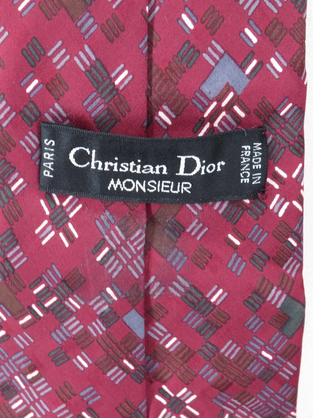 Christian Dior Monsieur Red Silk Tie Vintage Paris Pure Soie 4 Inch Width